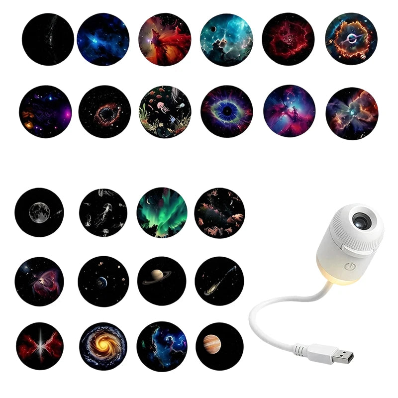 Mini Galaxy Star Projector Two In One Night Light Home Background Atmosphere Light Bedroom Car Decoration Children&