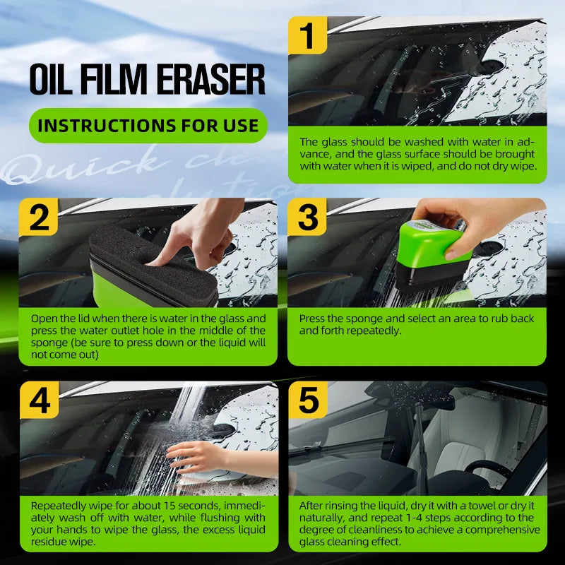 Automotive Car Oil Film Cleaning Brush,150ml Glass Oil Film Remover for Car Window,Windshield Brush For Car Care