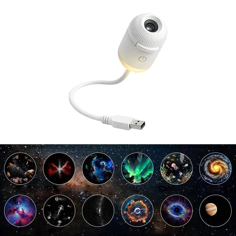 Mini Galaxy Star Projector Two In One Night Light Home Background Atmosphere Light Bedroom Car Decoration Children&