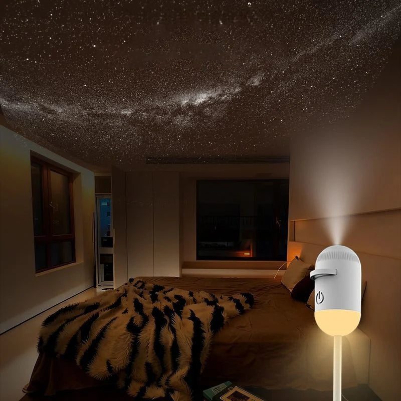 Mini Galaxy Star Projector Two In One Night Light Home Background Atmosphere Light Bedroom Car Decoration Children&