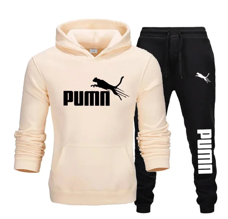 New autumn and winter pullover hoodie + pants 2-piece fashionable and trendy fitness jogging casual sportswear set