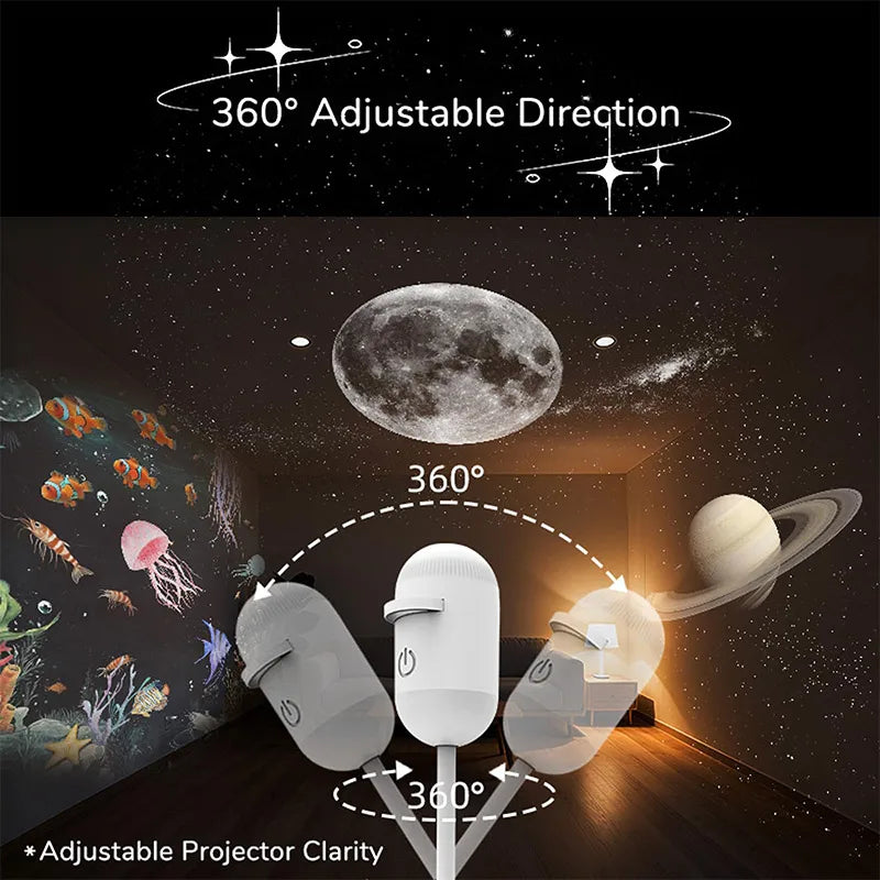 Mini Galaxy Star Projector Two In One Night Light Home Background Atmosphere Light Bedroom Car Decoration Children&