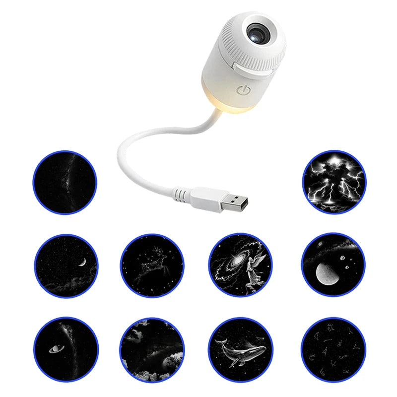Mini Galaxy Star Projector Two In One Night Light Home Background Atmosphere Light Bedroom Car Decoration Children&